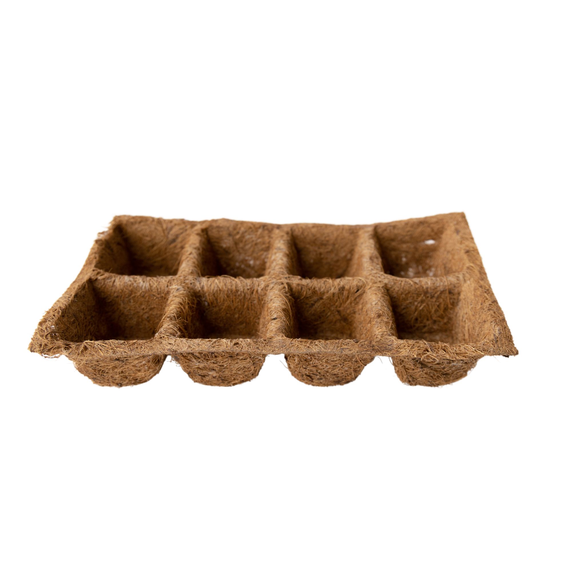 Coconut Fiber 8 Cell Seed Starting Tray - 12 Pack - Eco Friendly, Biodegradable Garden Seed Starting - Coco Coir Planters